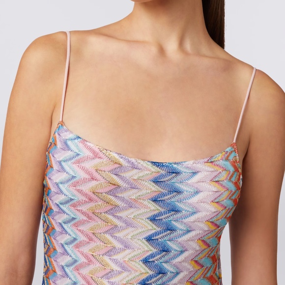 Missoni One Piece Swimsuit in Multicolour Chevron Lamé 38 - Picture 12 of 12